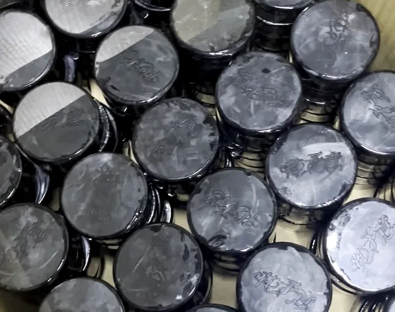 Bamboo charcoal soaps with stamped logo
