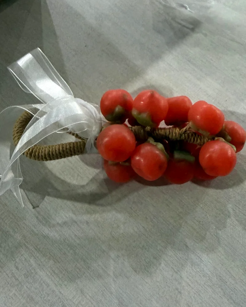 Persimmon cluster soap with rope loop and ribbon